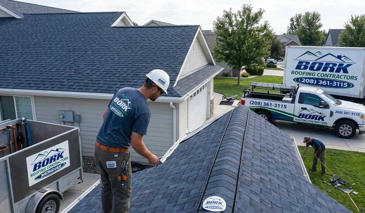 Finished roof on Meridian home